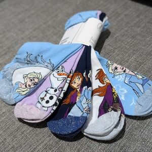 2/$35 H&M Disney Frozen Socks 5 Pack Elsa Anna Olaf Glitter Kids 2-4 34-36 NWT